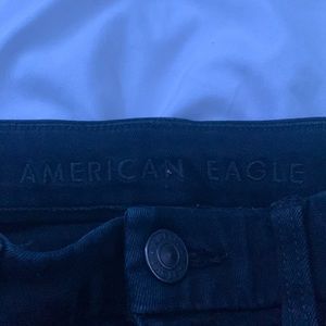 American Eagle, black, stretchy, high rise, ripped, jeggings.